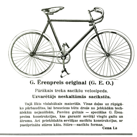 Divdesmito un trīsdesmito gadu velosipēdu reklāma.