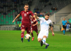 Vladislavam Fjodorovam (pa kreisi) otrā puslaika beigās bija lieliska iespēja izlīdzināt rezultātu, tomēr slovēņu glāba Madrides "Atletico" vārtu vīrs Jans Oblaks.