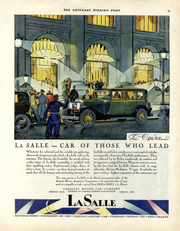 Реклама автомобиля General Motors LaSalle. Иллюстрация Эдварда А. Уилсона, 1927