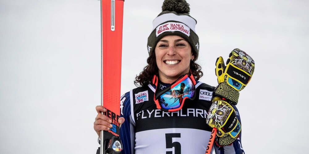 Brinjone izcīna uzvaru Pasaules kausa sacensībās milzu slalomā