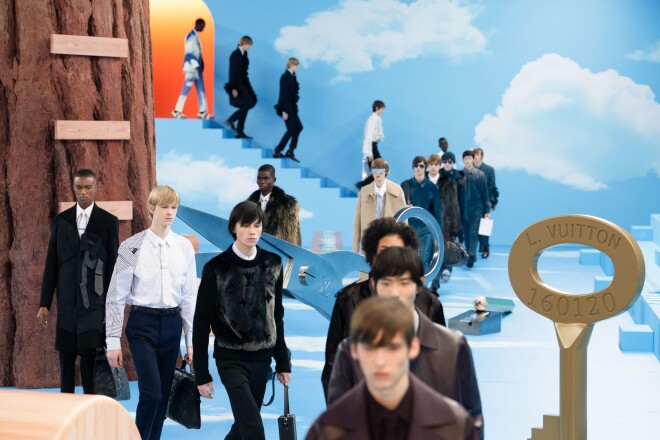 Louis Vuitton vīriešu mode skates rudens/ziema 2020/2021, scenogrāfija, Parīzes modes nedēļa