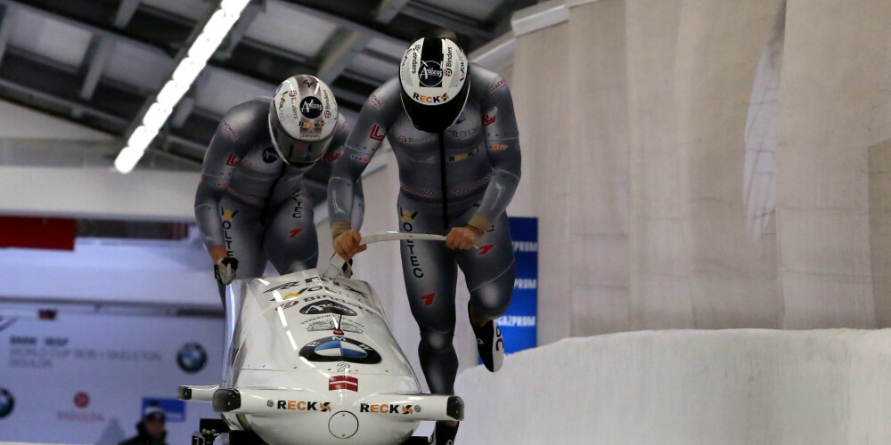 Ķibermaņa/Mikņa divnieks Siguldā triumfē Eiropas čempionātā bobslejā