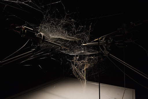 Tomasa Saraseno studija (Studio Tomas Saraceno) Zirnekļveidīgo orķestris (Arachnid Orchestra), 2015 Džema sesiju izstāde, Laikmetīgās mākslas centrs (CCA), NTU Singapūra. Ar mākslinieka atļauju