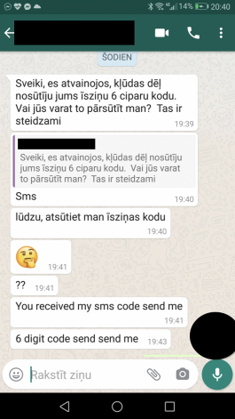 Krāpniecisko WhatsApp ziņu paraugi un iejaukšanās grupas sarakstē 