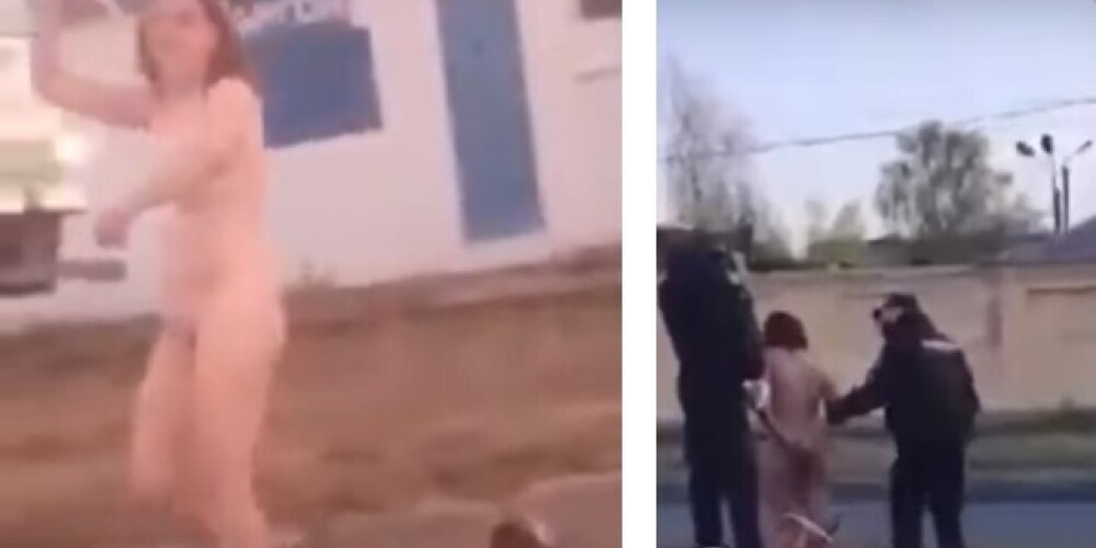 Шокирующее видео! Полицейские задержали голую женщину с детской головой в пакете