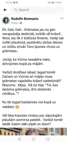 Rūdolfa Brēmaņa ieraksts "Facebook"