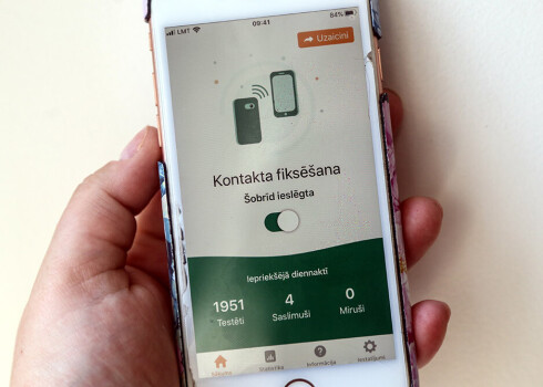 Brīvprātīgā kontaktu fiksēšanas mobilā lietotne "Apturi Covid", kuru radījuši pašmāju informācijas un komunikācijas tehnoloģiju nozares un zinātnes pārstāvji.