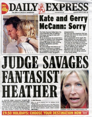 Atvainošanās Makkeniem uz laikraksta vāka.