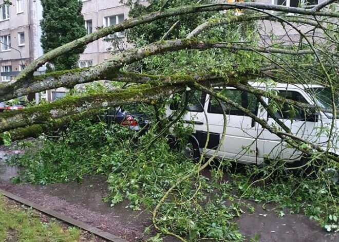 Glābēji saņēmuši vairākus izsaukumus par stiprā lietus un vēja postījumiem