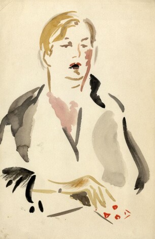 Aleksandra Beļcova. Austra Ozoliņa-Krauze ar kārtīm. 1920. gads.