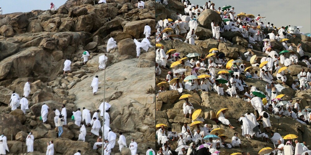 FOTO: svētceļojums uz Meku šogad un citos gados