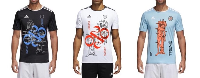 Tradicionālā Rīgas Krastu mača basketbolisti šogad mugurā vilks mākslinieka Kristiana Brektes dizainētos sporta kreklus ar bultām šaustītā svētā Sebastiana atveidu.