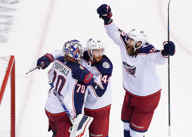 Korpisalo un "Blue Jackets" atstāj "sausā" "Maple Leafs" un iekļūst Stenlija kausa izcīņā