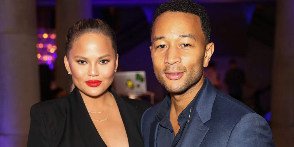 Modele Krisija Tīgena ar vīru mūziķi Džonu Ledžendu.