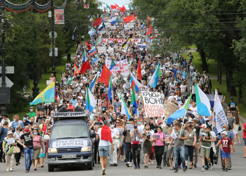 Habarovskā septīto nedēļas nogali pēc kārtas notiek protesti pret gubernatora aizturēšanu