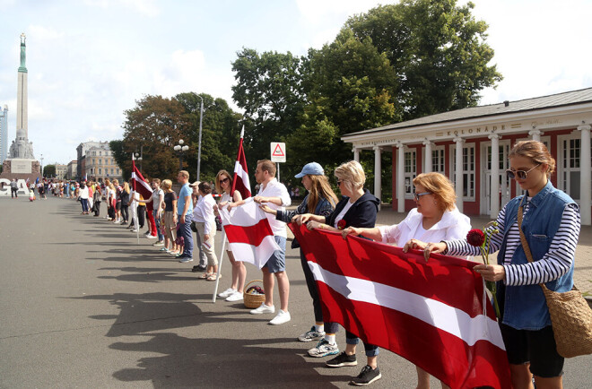 Baltijas ceļa atceres pasākums Baltkrievijas tautas atbalstam, kura laikā tiek veidota cilvēku ķēde no Brīvības pieminekļa līdz Tautas frontes muzejam.