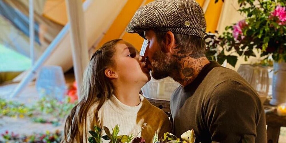Дэвид Бэкхем продолжает целовать 9-летнюю дочь в губы