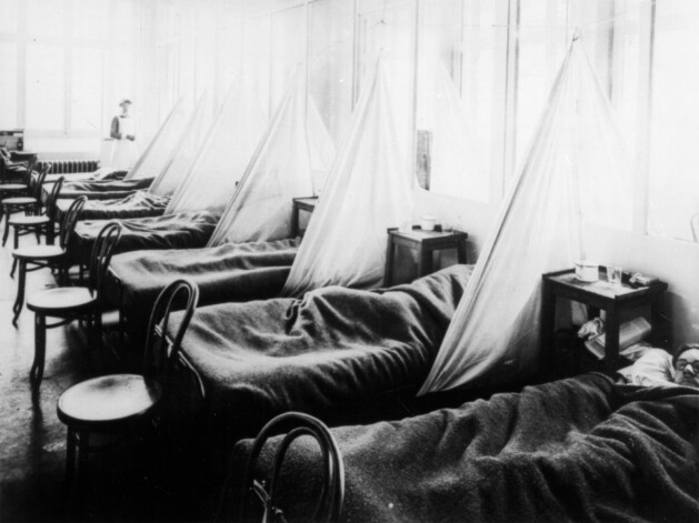 ASV armijas hospitālis Spāņu gripas uzplaiksnījuma laikā 1918. gadā.