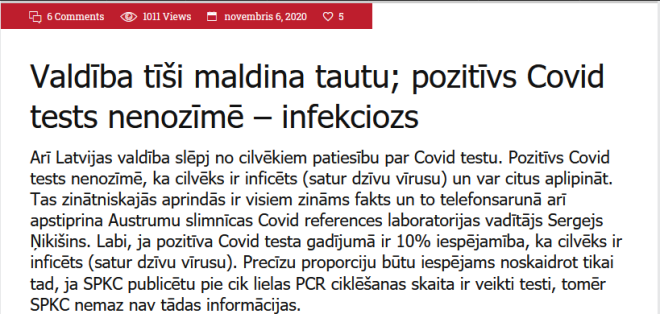 Ar šādu rindkopu sākās viens no nesenākajiem Pļaviņa portāla rakstiem par Covid-19 tēmu.