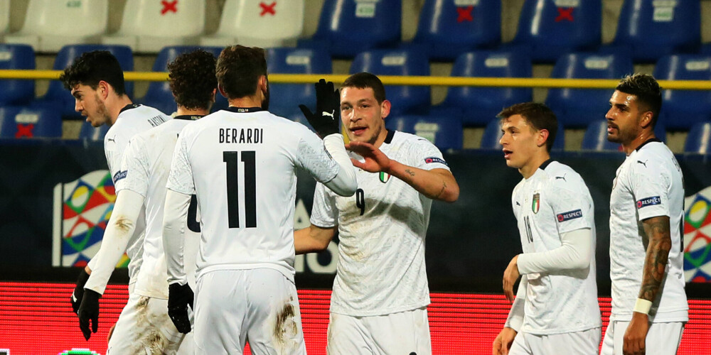 Itālija uzvar pēdējā grupu turnīra spēlē un iekļūst UEFA Nāciju līgas nākamajā kārtā
