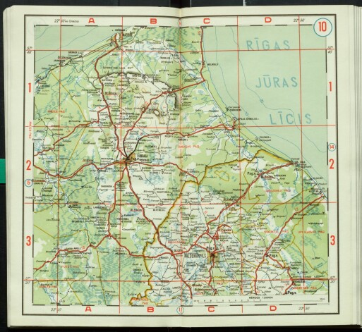 1940. gadā Šoseju un zemesceļu departamenta izdotā Latvijas ceļu karte. 