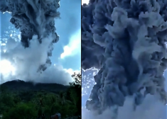 VIDEO: Indonēzijā slēdz lidostu, jo vulkāns četru kilometru augstumā izsviež pelnus