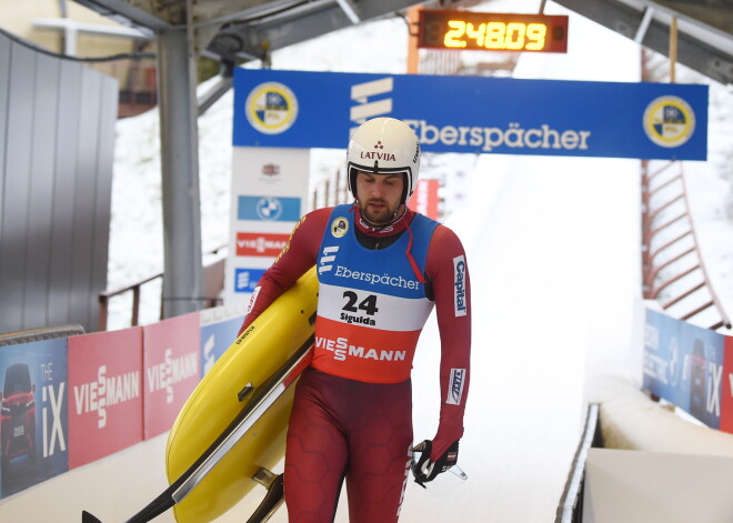 Latvijas kamaniņu braucējs Dārznieks no Eiropas čempionāta bronzas Siguldā atpaliek par 0,021 sekundi