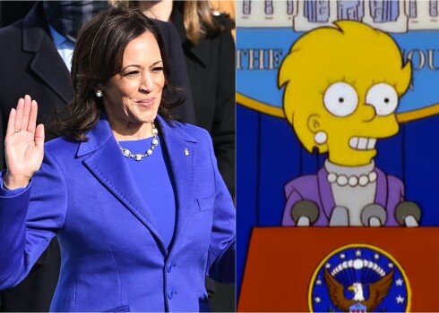 Jaunieceltā ASV viceprezidente Kamala Harisa un Liza Simpsone 2000.gadā