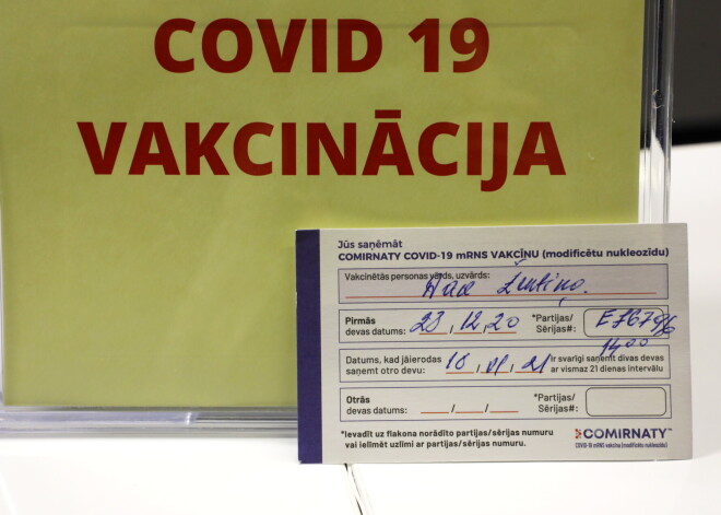 Latvijā pēc otrās "Pfizer/BioNTech" vakcīnas devas saņemšanas 14 reizes ziņots par iespējamām blaknēm