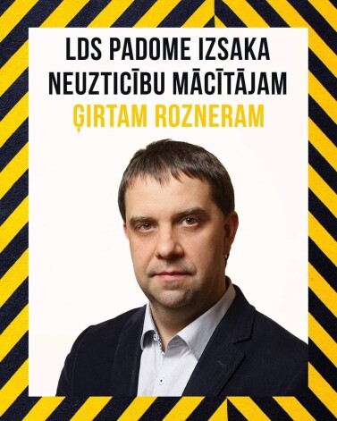 Latvijas adventistu baznīcas vadība, informējot par mācītāja Ģirta Roznera atstādināšanu no garīdznieka amata, viņa portretu “ietērpa” kriminālā – dzeltenmelnā rāmī.