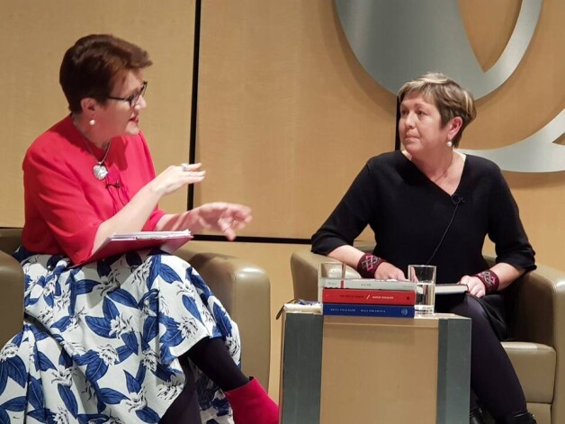Kopā ar BBC žurnālisti Rosie Goldsmith EBRD balvas finālā (Soviet Milk jeb Mātes piens) Londonā 2019. gadā, zālē 3000 klausītāju.
