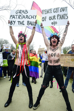 Акция FEMEN во время визит в Брюссель вице-президента США Майка Пенса, 2017