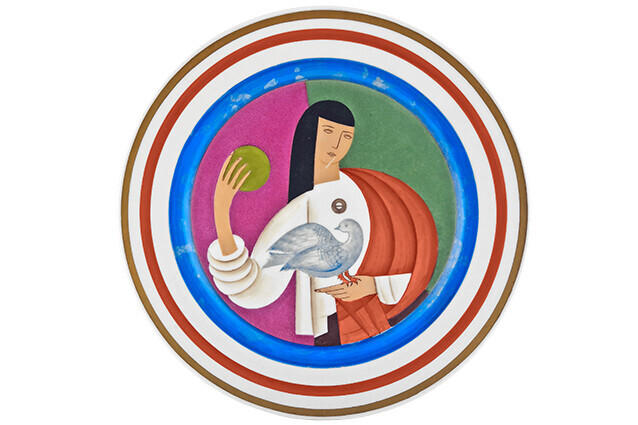 Роман Сута. Тарелка "Девушка с птицей", 1926