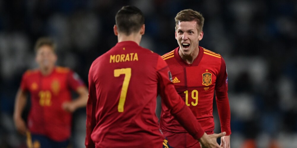 Spānijas futbolisti kompensācijas laikā uzvar Gruzijā; Dānija iespaidīgi grauj Moldovu