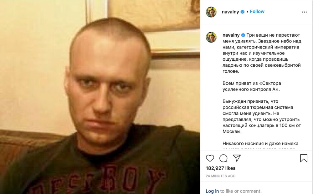 Navalny has been reprimanded in prison