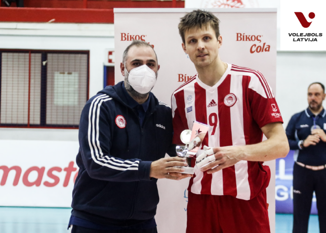 Egleskalns palīdz "Olympiakos" 30. reizi izcīnīt Grieķijas čempiontitulu volejbolā