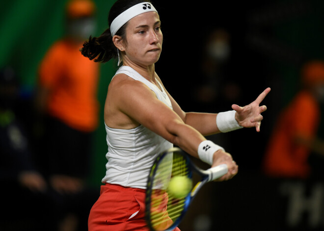 Latvijas tenisiste Anastasija Sevastova piedalās "Billie Jean King Cup by BNP Paribas" spēlē tenisā sievietēm pret Indijas tenisisti Karmanu Kauru Thandi Tenisa centrā "Lielupe".