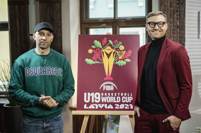 Renārs Zeltiņš un MESA videoklipā prezentē 2021. gada FIBA U-19 Pasaules kausa logo.