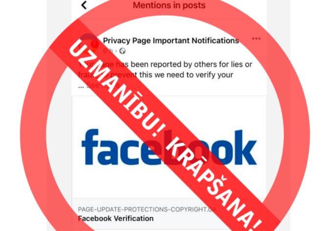 Brīdinājums: krāpnieki imitē paziņojumus no "Facebook" administrācijas