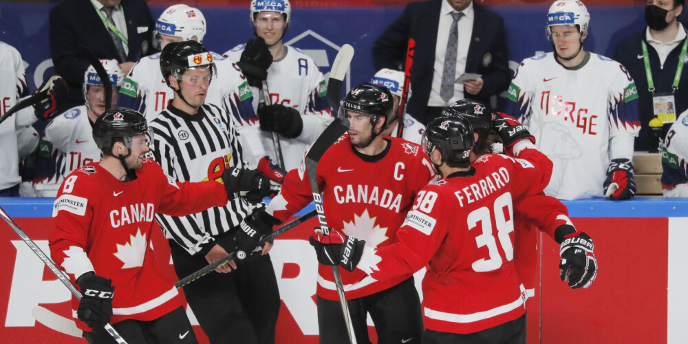 Kanādas hokeja izlase 2021. gada pasaules čempionātā izcīna pirmo uzvaru