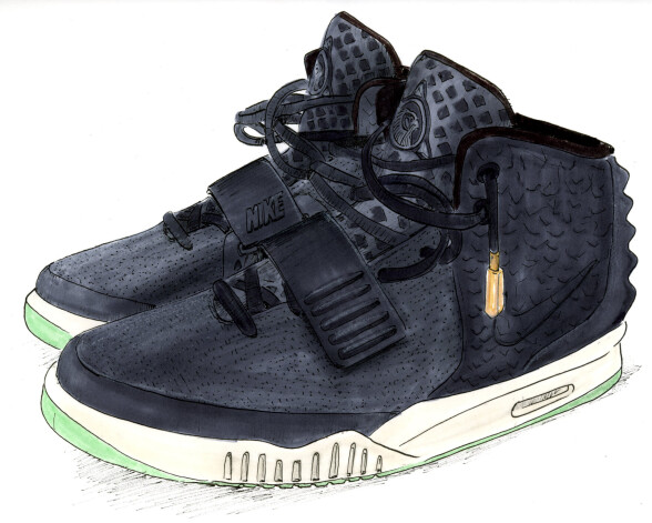 Nike Air Yeezy II – Kanjes Vesta dizaina skice.