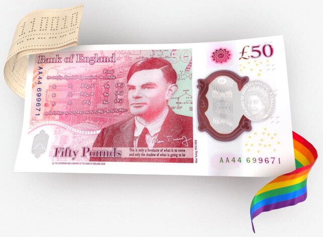 Uz jaunās britu banknotes godināts datorzinātņu celmlauzis Alans Tjūrings.