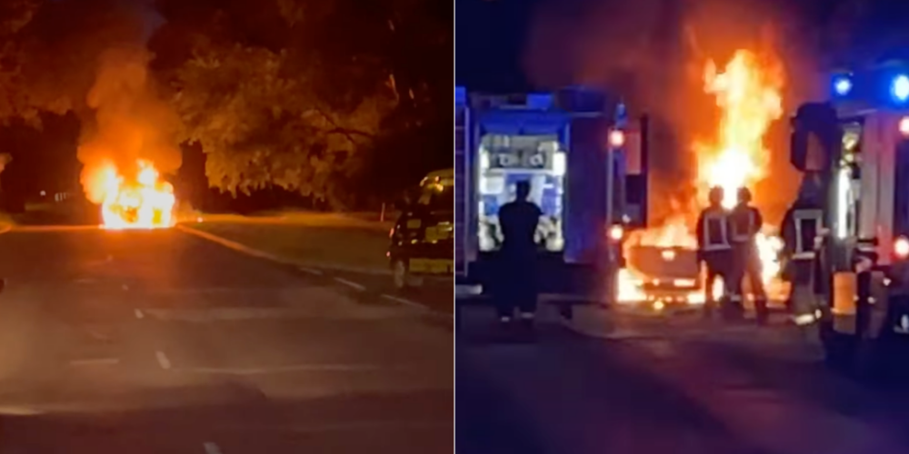 ВИДЕО: в Иманте ночью сгорел автомобиль CityBee; виновных пока нет