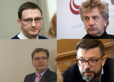 Apsūdzētie Jurģis Liepnieks, Andrejs Ēķis, Jānis Loze, Harijs Krongorns.