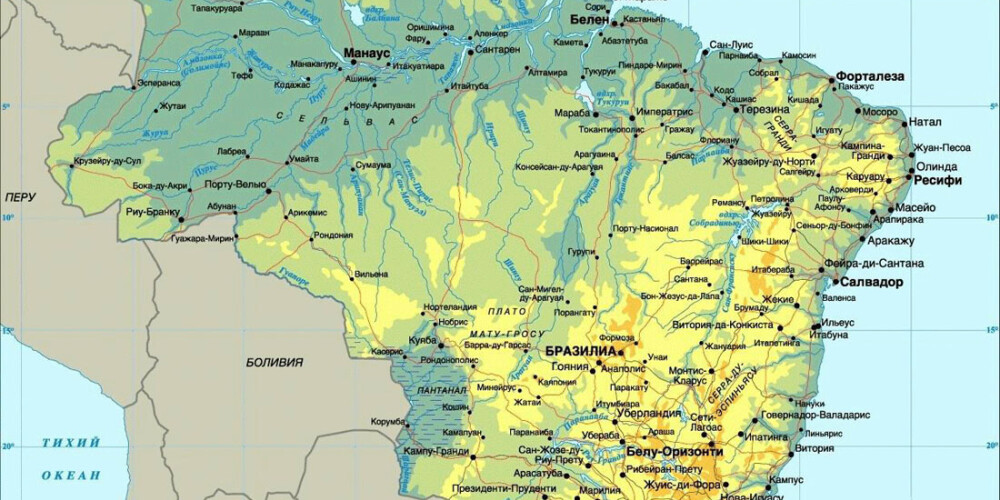 Бразилия – страна в Южной Америке, которая простирается от бассейна реки Амазонка на севере до виноградников и огромных водопадов Игуасу на юге. Город Рио-де-Жанейро, символом которого является статуя Христа Искупителя высотой 38 метров на вершине горы Корковаду, славится своими оживленными пляжами Копакабана и Ипанема, а также масштабным карнавалом, посетители которого могут полюбоваться на ярко украшенные движущиеся платформы и танцоров самбы в эпатажных костюмах.