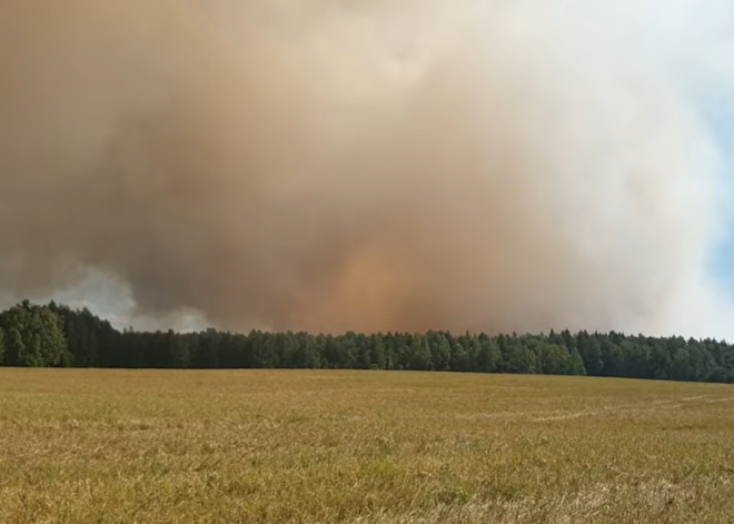 Под Ледургой горит болото и лес: их тушат армейские и пограничные вертолеты