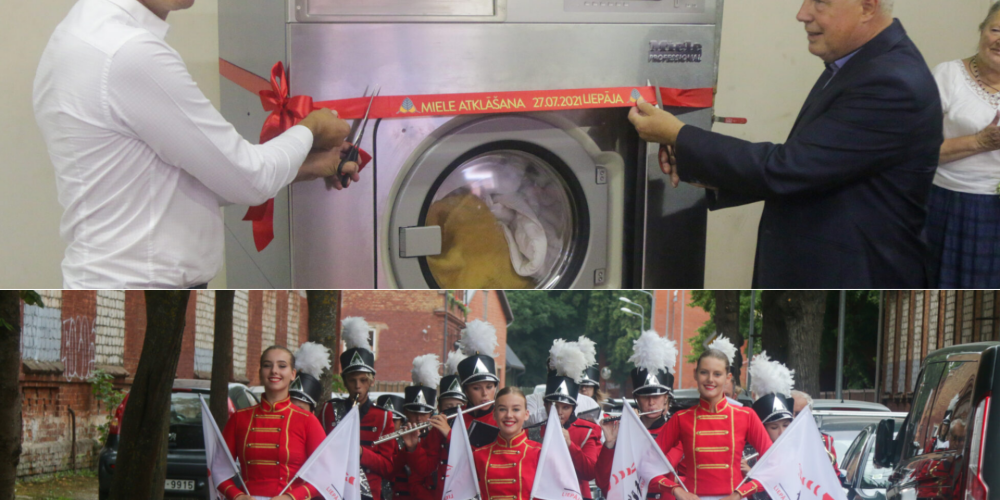 "Это уже слишком!": в Лиепае "открыли" стиральную машину за 30 000 евро под звуки оркестра