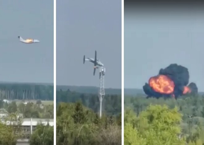 Падение горящего самолета попало на видео