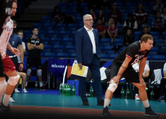 Eiropas čempionāta finālturnīra spēle volejbolā starp Latvijas un Francijas valstsvienībām "Saku Suurhall" arēna Tallinā.