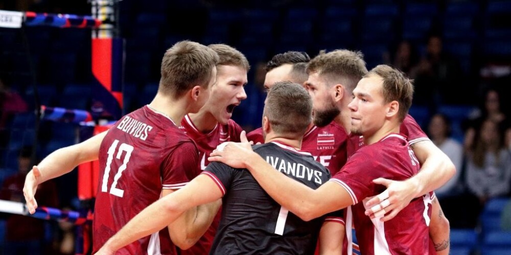 Latvijas volejbola izlase neklātienē nodrošina vietu Eiropas čempionāta astotdaļfinālā